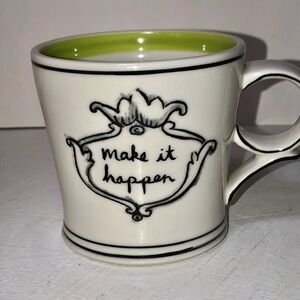 Molly Hatch Anthropologie Ceramic Mug with Lime Green Interior - Make It Happen